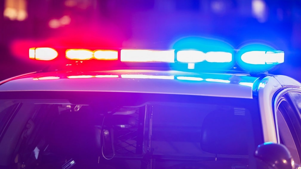 police lights at a trauma scene