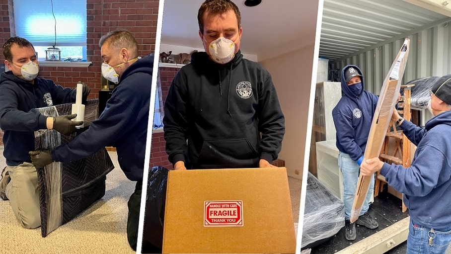 United technicians handling belongings with care.